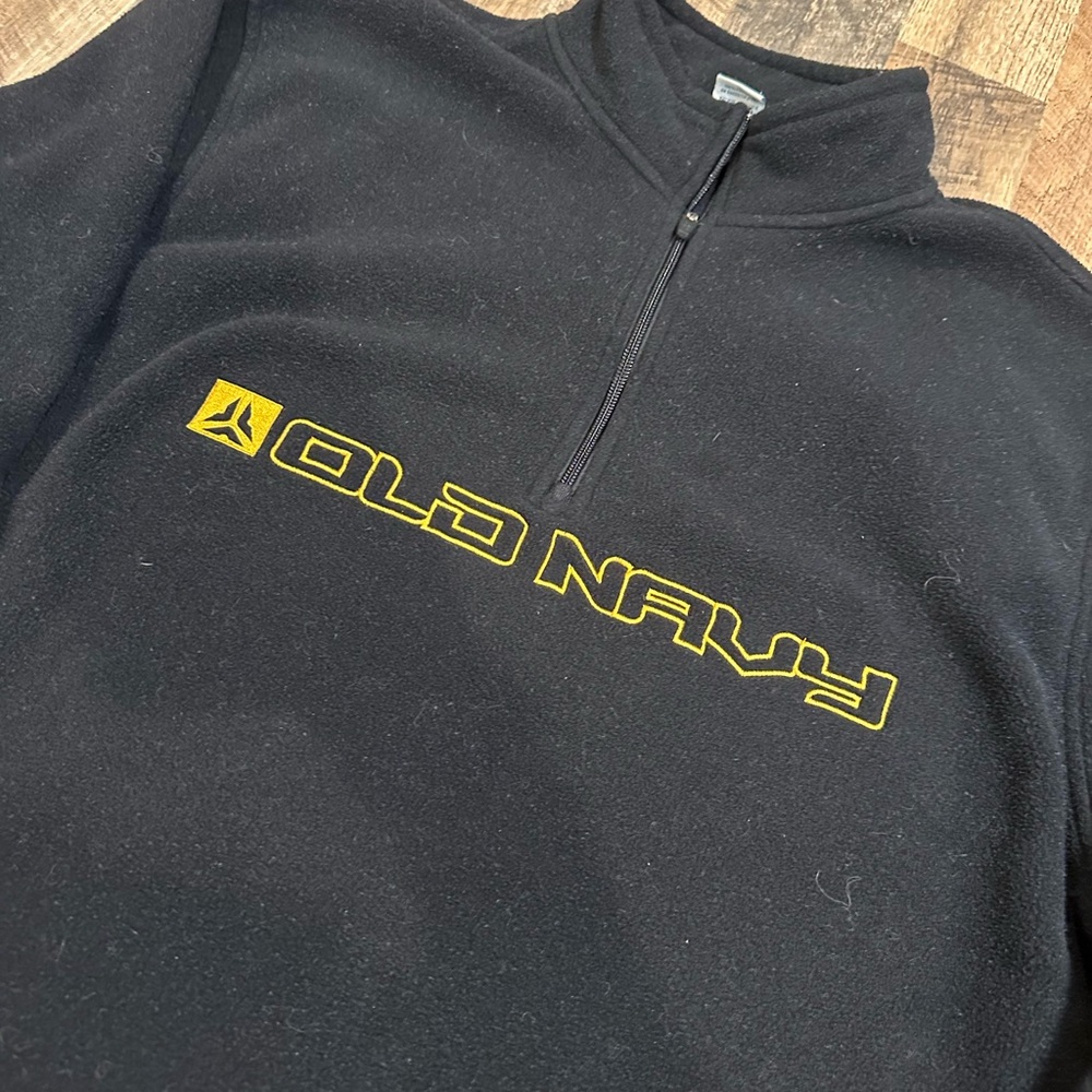 Vintage Y2K Old Navy Black Fleece Quarter Zip Fleece Top - Picture 3 of 6